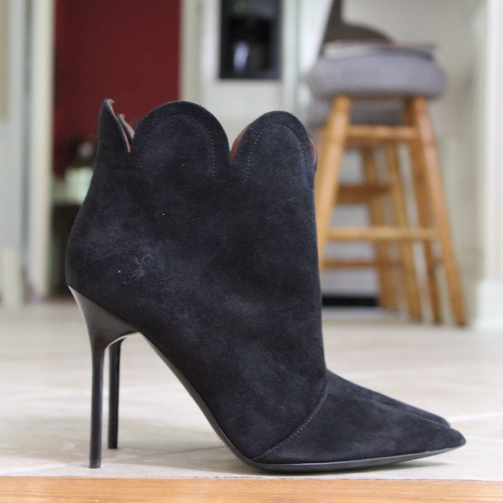Burberry Scallop Suede Ankle Boots - NEW IN BOX!